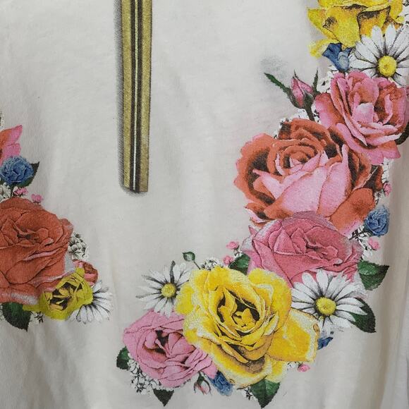 Wildfox M Confessional Johnny Ringer Tee Shirt Floral Roses Graphic Destroyed - Picture 6 of 11